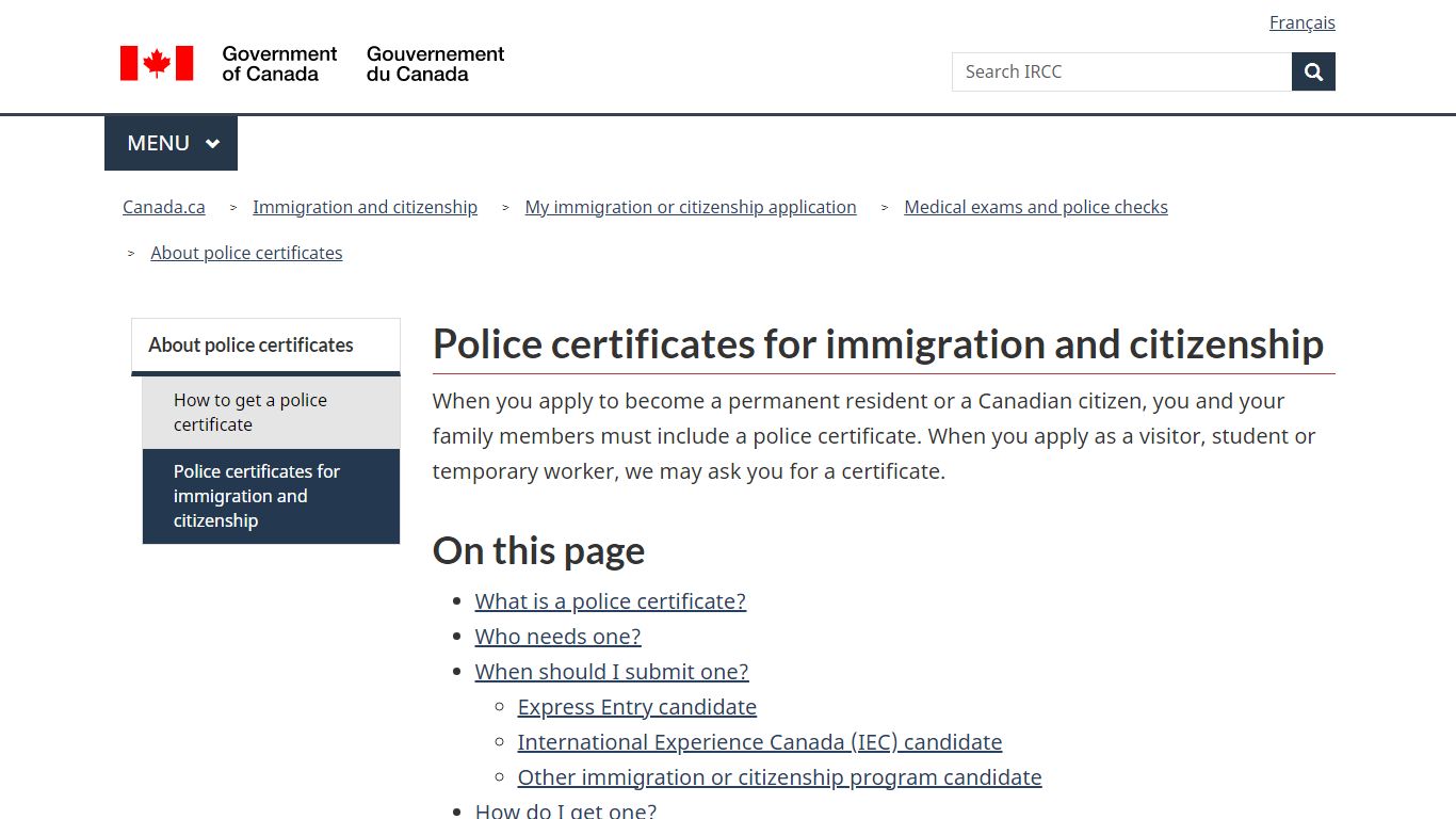 Police certificates for immigration and citizenship - Canada.ca